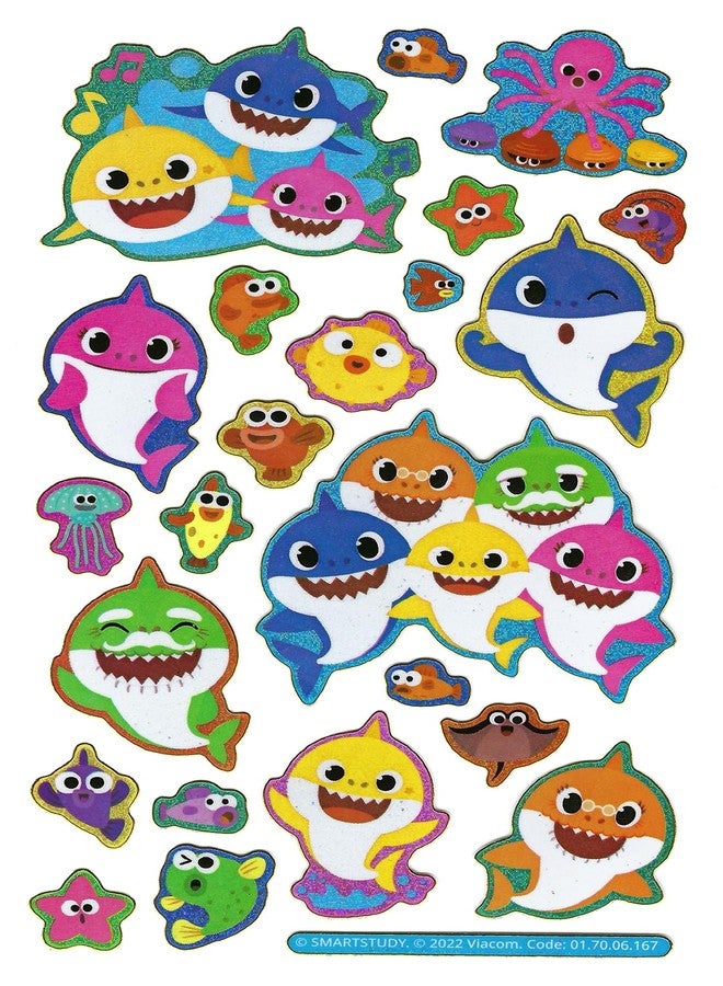 Paper Projects 01.70.06.167 Baby Shark Sparkly Stickers | Official Licensed Product | Reusable on Non-Porous Surfaces, White, 19.5cm x 9.5cm - Image 2